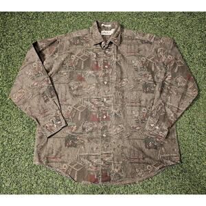 VTG Mens Eddie Bauer Outdoor Cabin Hunting Fishing Elkhorn Canvas Shirt XL